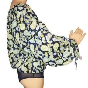 NWOT FREE PEOPLE Sundown Paisley Bodysuit Blue Green Size XS